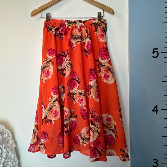 Flint & Moss‎ New York Orange Floral Mini Skirt Medium NWT - Picture 7 of 13